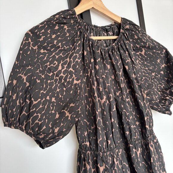 Rails khloe dress in savannah Puff Sleeves Animal Print Size Medium Preppy Boho - Picture 8 of 14